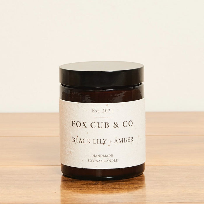 Black Lily & Amber Glass Candle