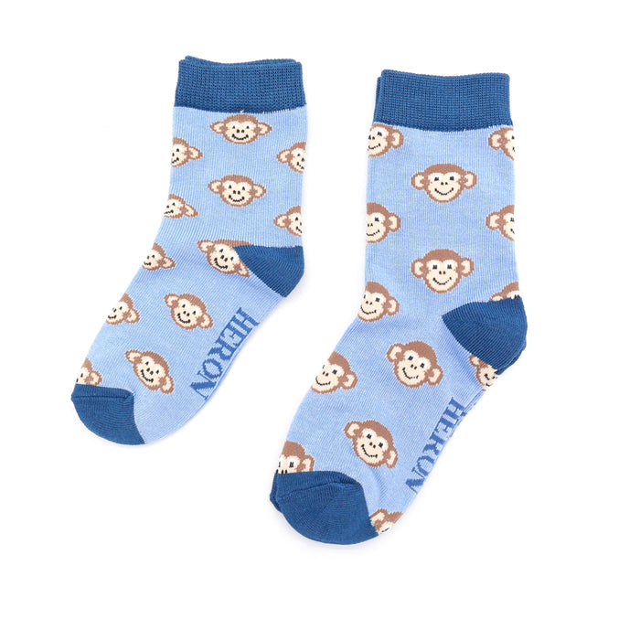 Pale Blue Monkeys Socks - 4-6 Years