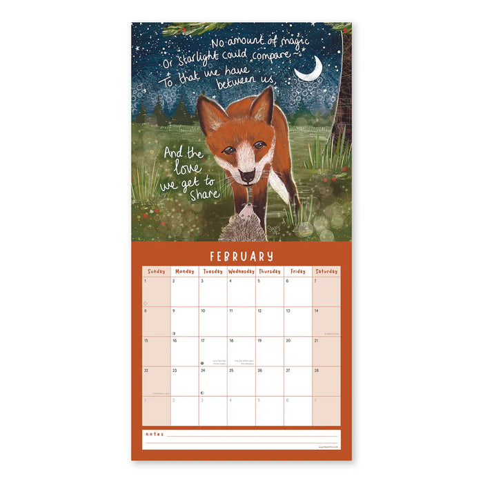 Fox Under the Moon 2026 Wall Calendar