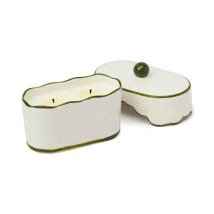 Ceramic Dish / Tin Candles - Smoked Pistachio