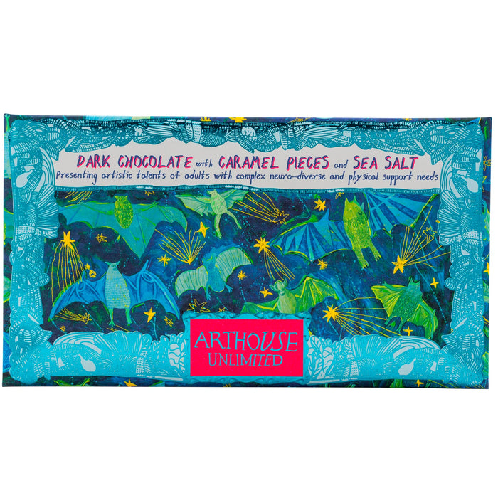 Arthouse Unlimited Dark Chocolate Bar with Caramel Pieces & Sea Salt