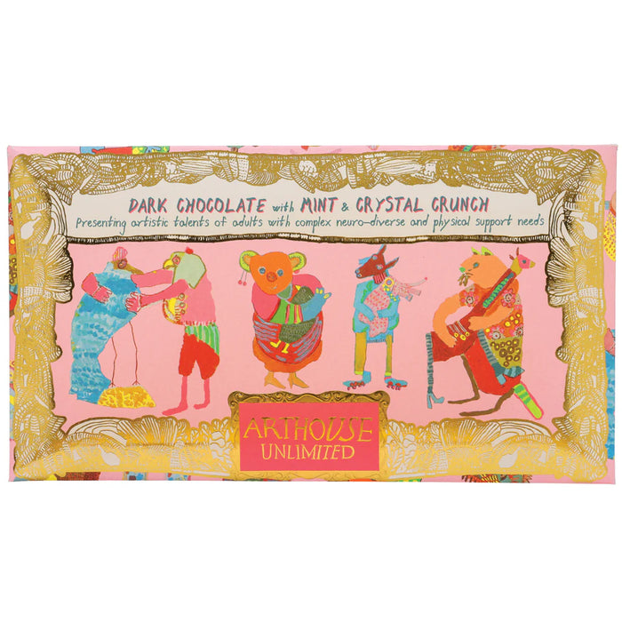 Arthouse Unlimited Dark Chocolate Bar with Mint & Crystal Crunch