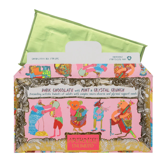 Arthouse Unlimited Dark Chocolate Bar with Mint & Crystal Crunch