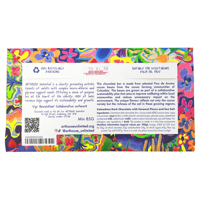 Arthouse Unlimited Dark Chocolate Bar with Caramel Pieces & Sea Salt