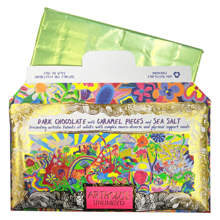 Arthouse Unlimited Dark Chocolate Bar with Caramel Pieces & Sea Salt