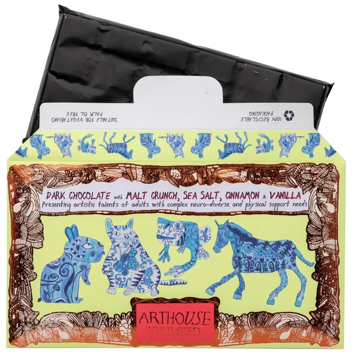 Arthouse Unlimited Dark Chocolate with Malt Crunch, Sea Salt, Cinnamon and Vanilla