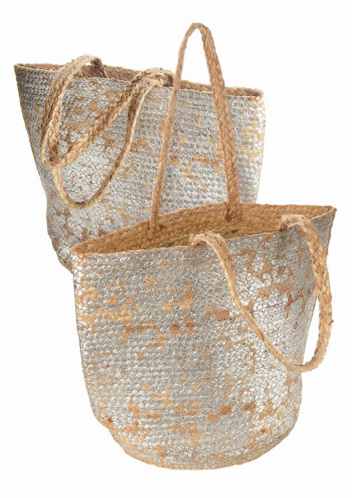 Natural Jute Metallic Tote Bag