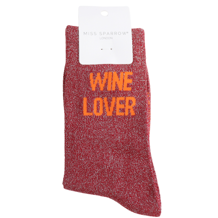 Glitter Statement Socks Wine Lover