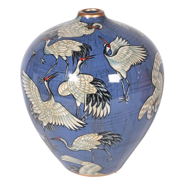 Storks Hand Painted Ceramic Vase
