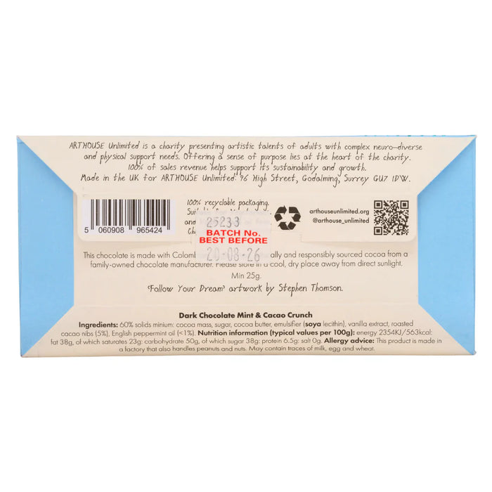 MINI Arthouse Unlimited Dark Chocolate Bar with Mint & Cacao Crunch