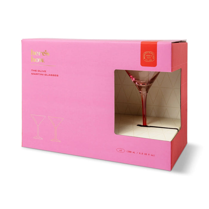 'The Olive' Martini Glasses - Blush & Cherry