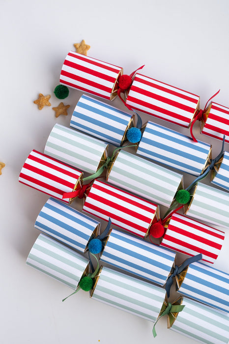 Christmas Crackers - Stripes & Pom Poms (Set of 12)