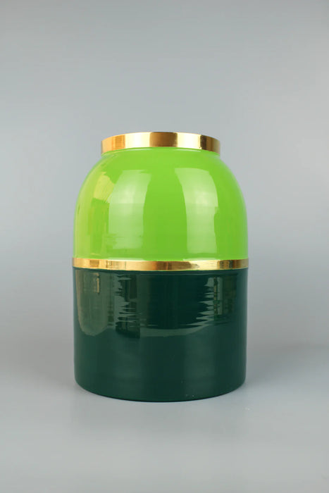 Large Enamel brass vase Apple & Evergreen