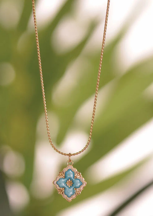Enamel Tile Gold Pendant Necklace