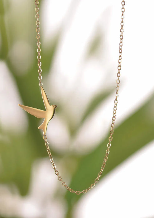 Delicate Bird Gold Pendant Necklace