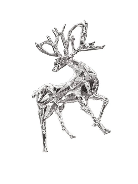 Geometric Sculpted Reindeer Brooch