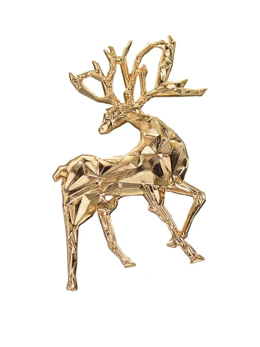 Geometric Sculpted Reindeer Brooch