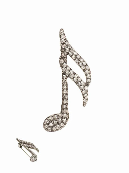 Music Note Crystal Brooch