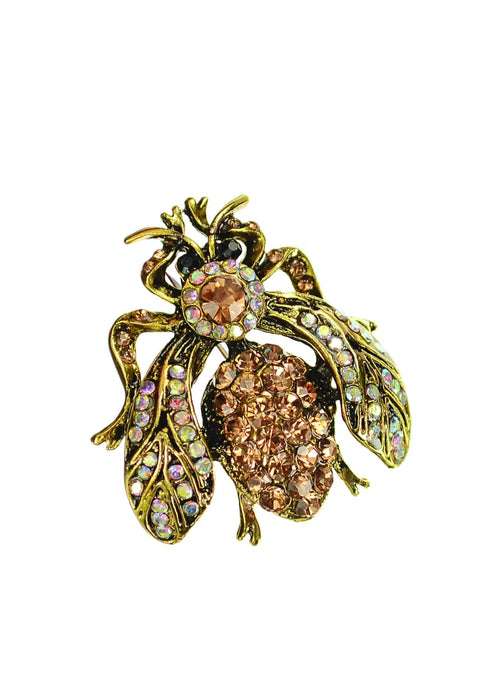 Antique Crystal Bee Brooch