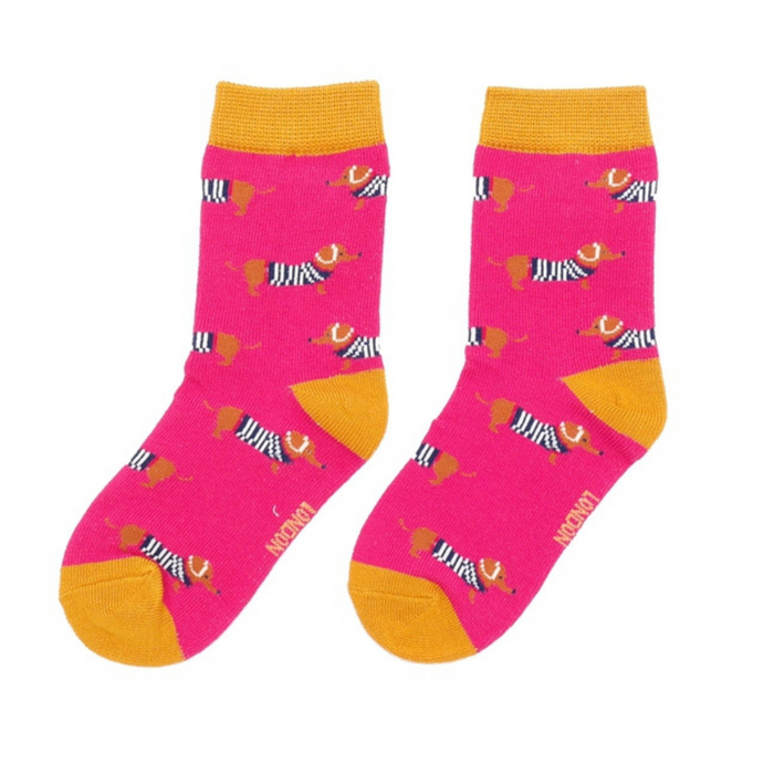 Hot Pink Parisian Pups Socks - 2-3 Years