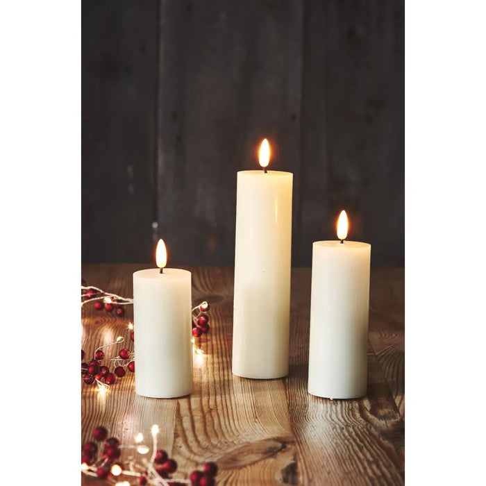 White LED Pillar Candles - Set of 3