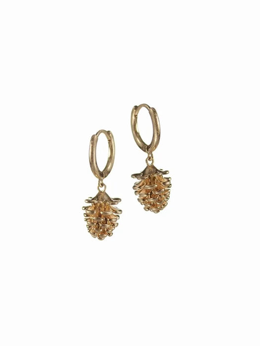 Pine Cone Huggie Earrings