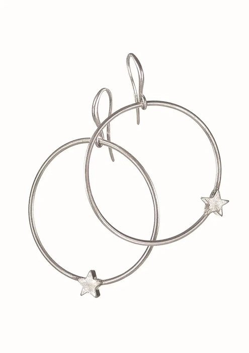 Hoop Earrings with Worn Star
