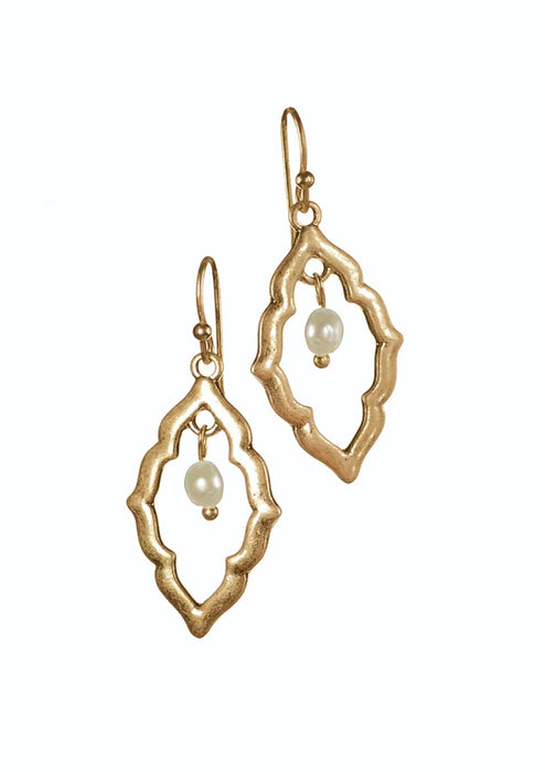 Moroccan Frame Pearl Drop Earrings