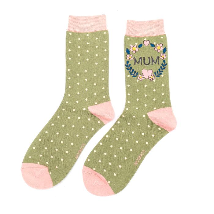 Mum Floral Wreath Women's Bamboo Socks
