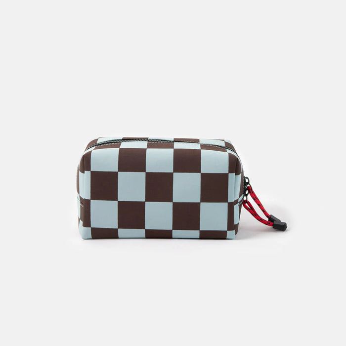 Wine/Blue Check Grooming Bag