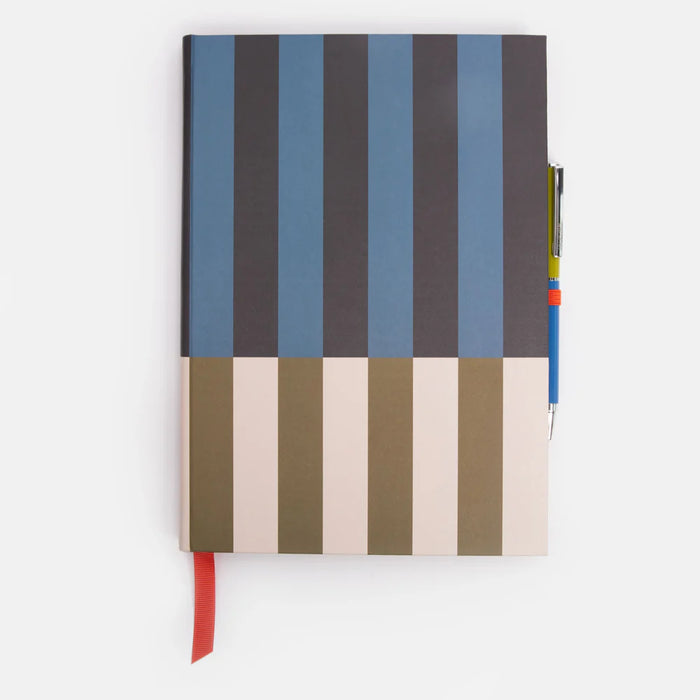 Contrast Stripe Casebound Notebook & Pen