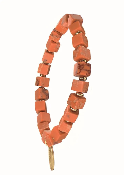 Tangerine Stone Cube Bracelet