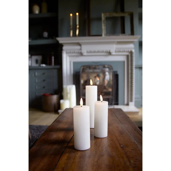 White LED Pillar Candles - Set of 3