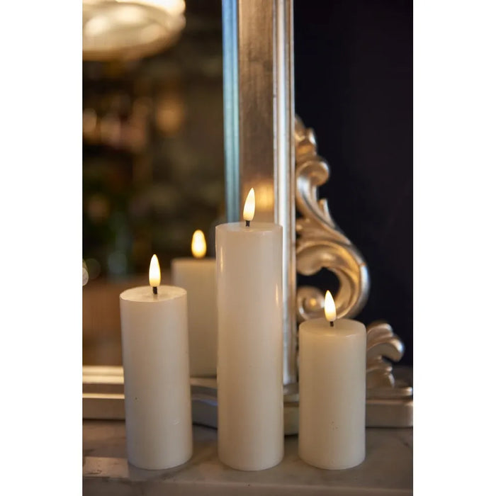 White LED Pillar Candles - Set of 3