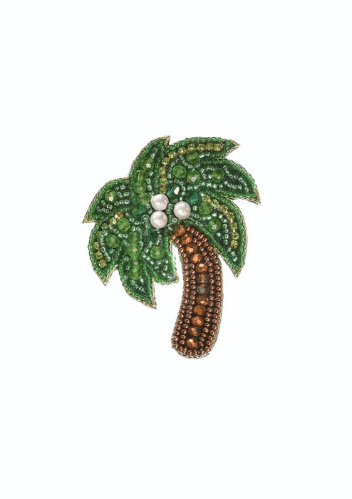 Coconut Palm Tree Beaded Brooch
