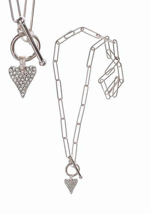 Crystal Heart Pendant Chain Necklace