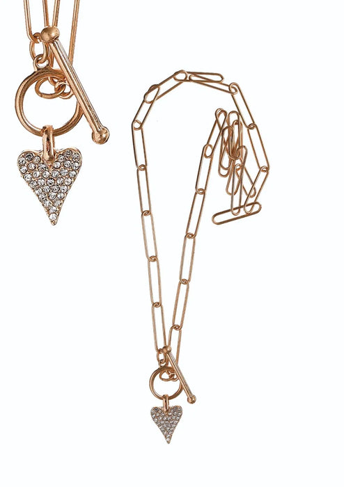 Crystal Heart Pendant Chain Necklace