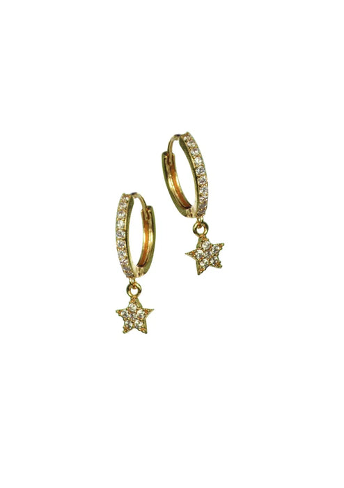 Crystal Star Gold Huggies Earrings