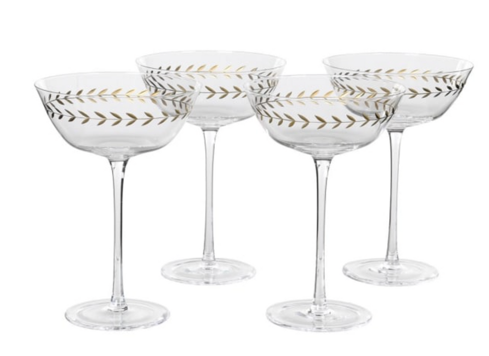 Silver Garland Leaf Martini Glasses