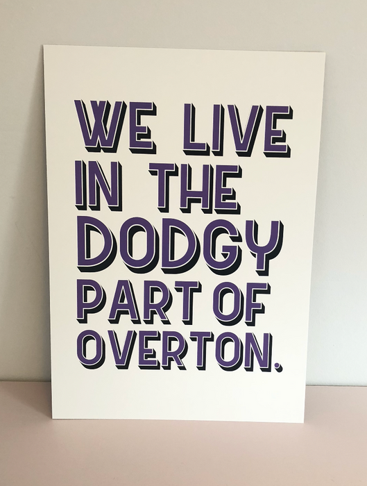 We Live In The Dodgy Part Of Overton Poster
