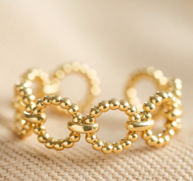 Beaded Chain Adjustable Ring in Gold