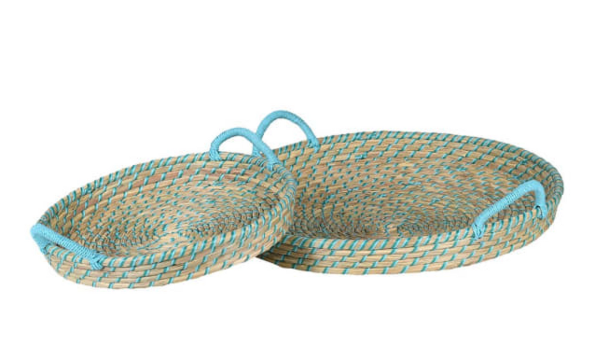 Blue Woven Seagrass Basket