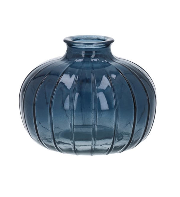 Vase - Navy Ribbed Onion Bud