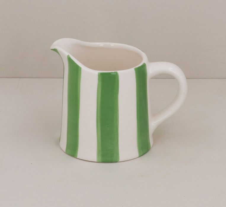 Stoneware Creamer Jug - Green Stripe