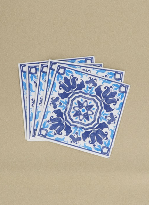 Pack of 20 Napkins - Blue Tile Design