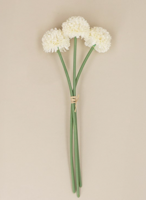 Set of 3 Flowers - White Mini Ball Chrysanthemums