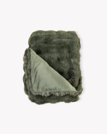 Eucalyptus Green Feather Faux Fur Throw