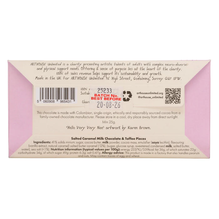 MINI Arthouse Unlimited Salted Caramel Milk Chocolate Bar with Toffee Pieces