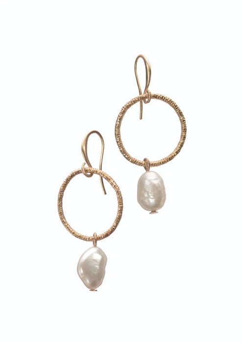 Pearl Charm Hoop Earrings