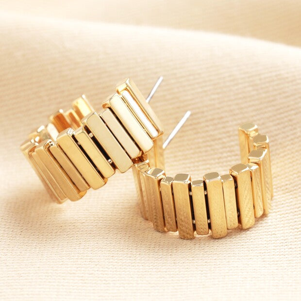 Asymmetrical Layered Bar Hoop Earrings